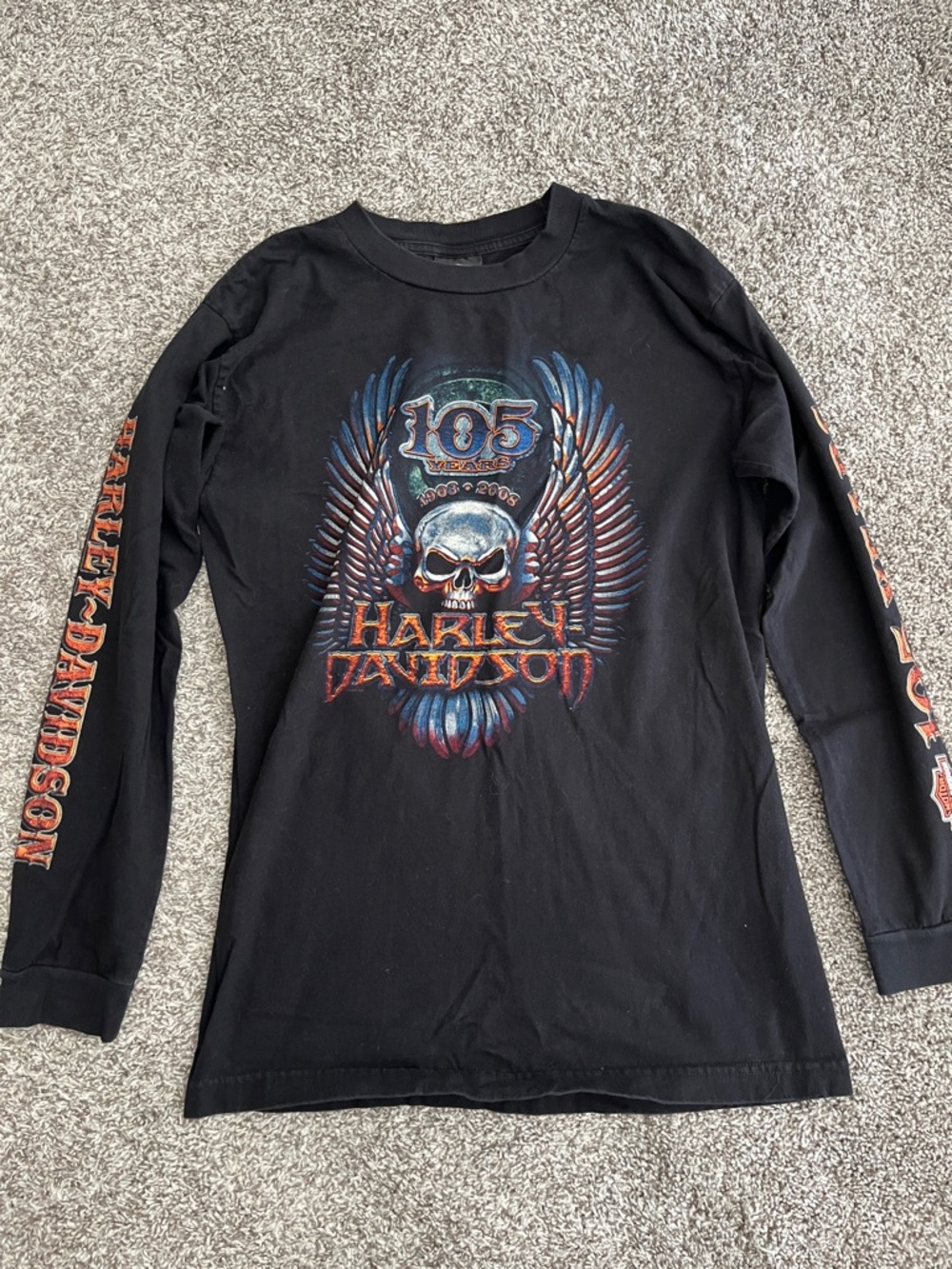 Men’s Harley-Davidson 2008 Vintage 105 Years Black Long Sleeve Shirt